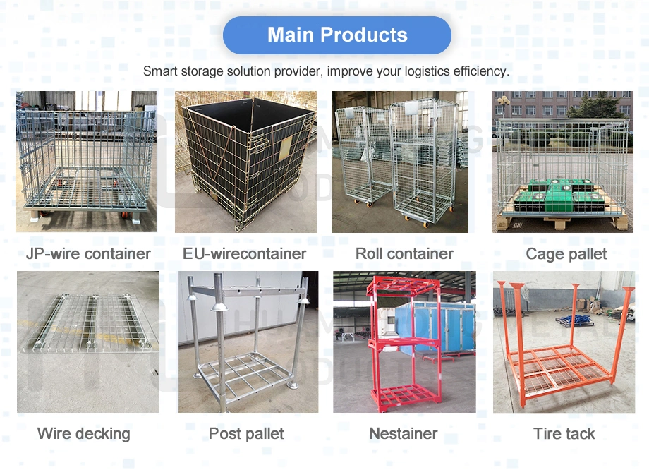 Powder Coating Truck Tire Stacking Foldable Steel Stillages for Warehouse