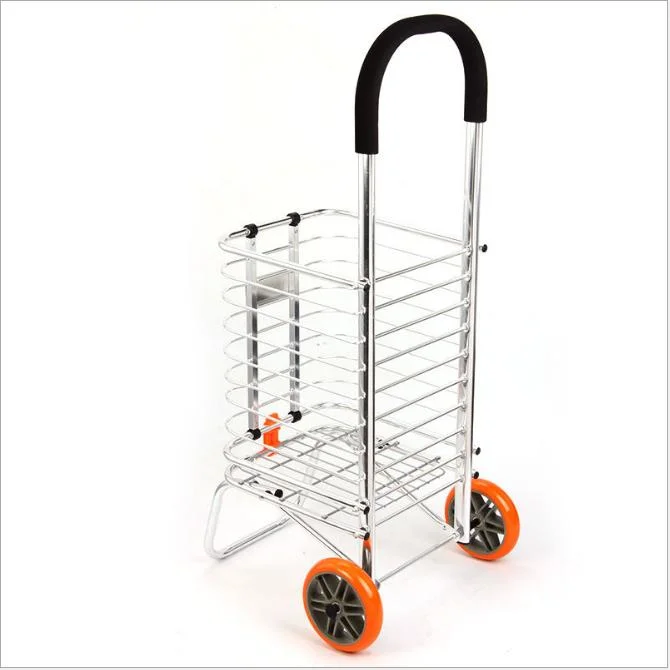 Factory Cheap Aluminum Folding Basket Trolley Laundry Cart with Wheels for Elderly